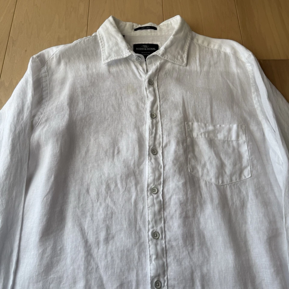 Rodd & Gunn Linen Shirt XL White Collared Button Up Minimalist New York Party - Image 3 of 4