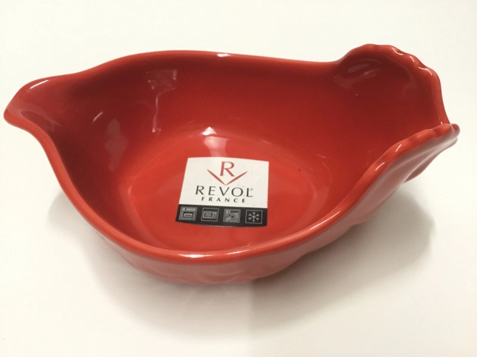 Revol Porcelain Handmade France Red Rouge Poultry 5-7/8” Chicken Baking Dish