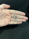 925 Sterling Silver Womens Mens Letter Initial M Letra & Box Chain 18 20 22 24
