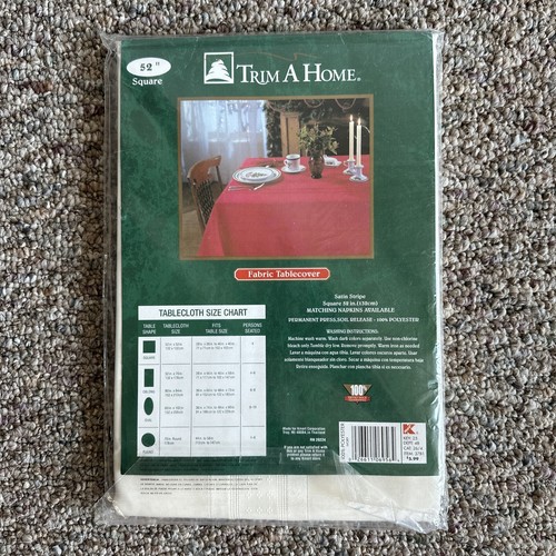 Trim A Home Satin Stripe Polyester Fabric Tablecloth 52x52” Square IVORY *NEW* - Picture 2 of 7
