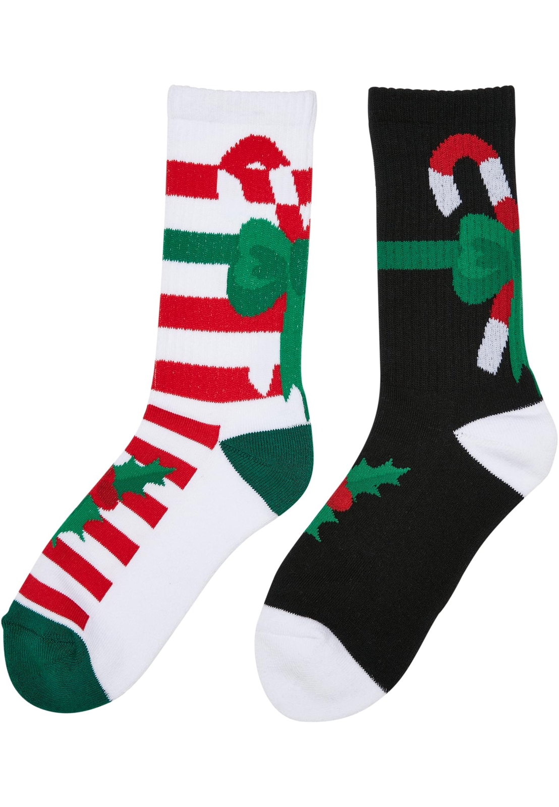 Urban Classics Fancy X-Mas Candy Socks 2-Pack Mistletoe Sticks Bow Socks