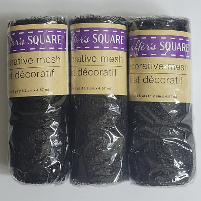 BLACK Lot of 3 Rolls 6'' x 5 yds (15 Feet) Deco Mesh for Wreaths