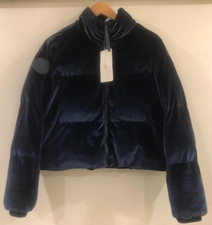 Nwt Fabletics Size Small Wander Velour Navy Crop Puffer Jacket $89