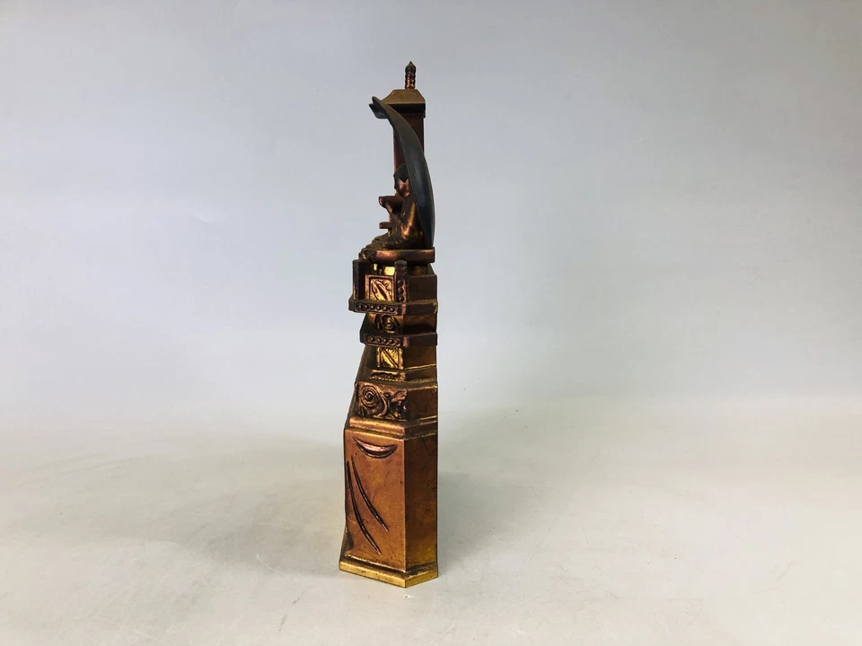 Y6779 ESTATUA tallada en madera figura de Buda pintura dorada Japón interior antiguo Foto 4 de 4