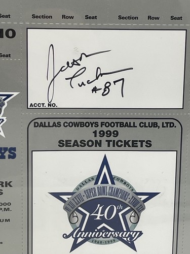 1989 Dallas Cowboys Season Ticket Sheet Signed by Jason Tucker Football & Candle - Picture 6 of 15