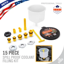 Spill Proof Radiator Coolant Filling Funnel Kit 15-pcs Cooling System fill kit