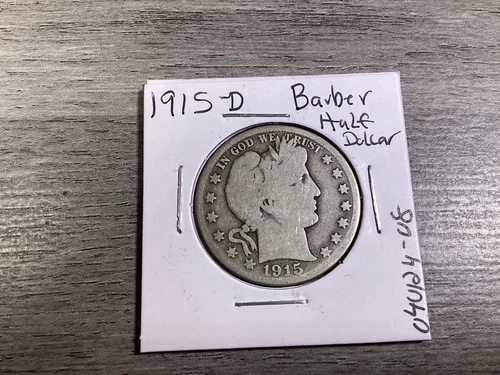 1915 D Barber 90% Silver Half Dollar in Fine Condition 040124 08te