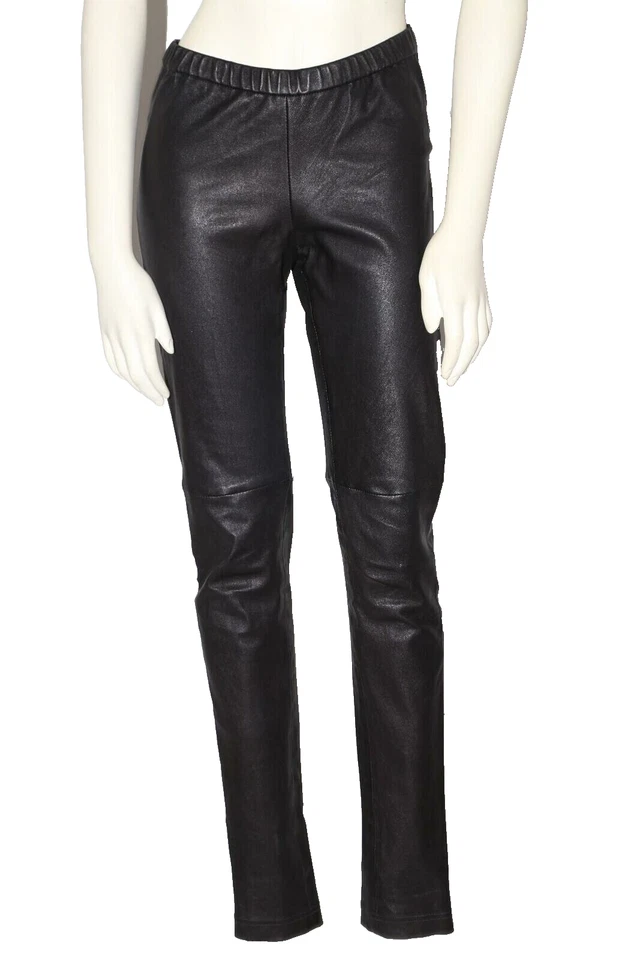 Pantalones Leggings LEITH Cuero Negro Pierna Ajustada Para Mujer Talla M Moderno Estilo Elegante Foto 2 de 4