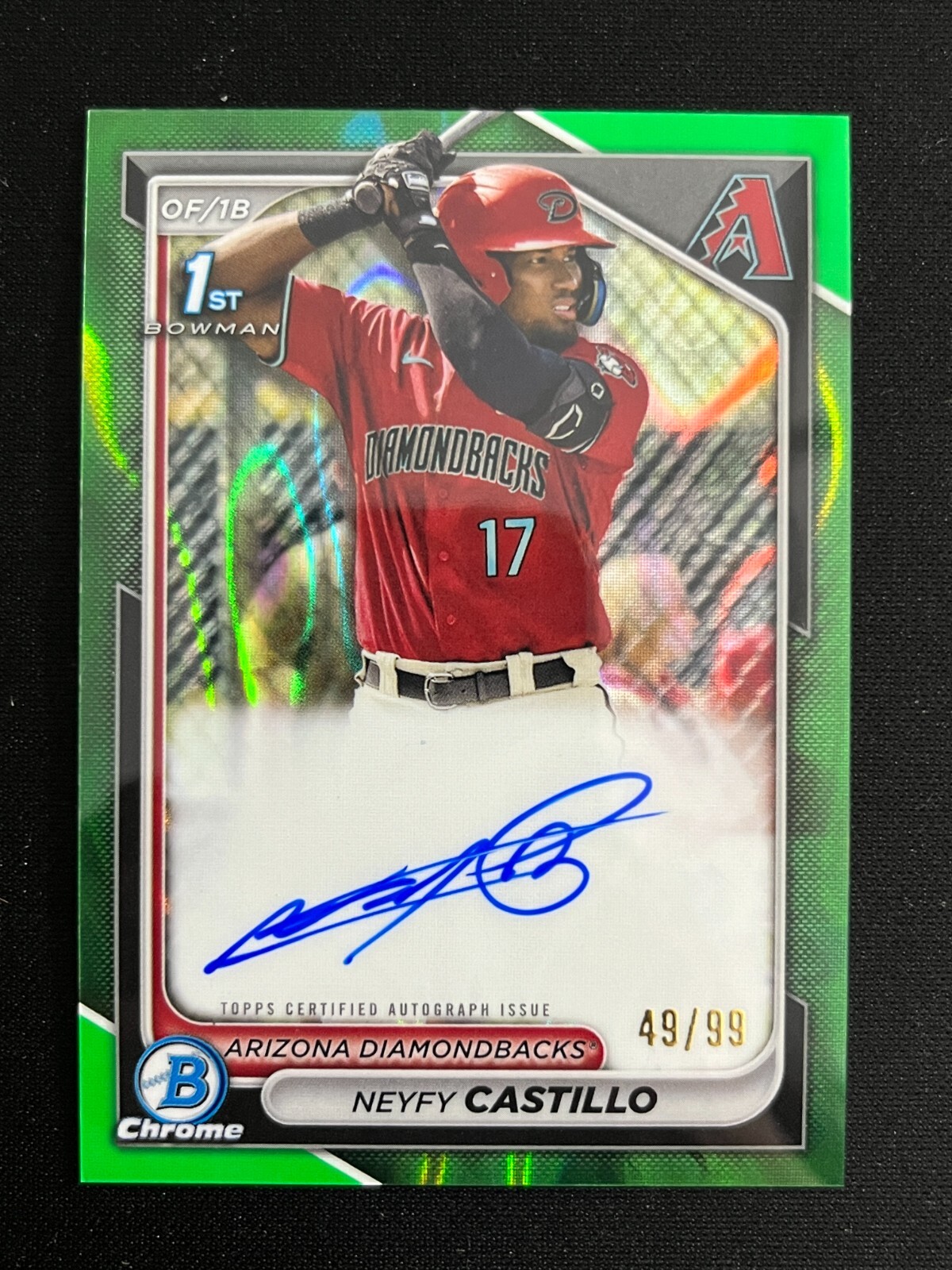 2024 Topps Bowman Chrome Neyfy Castillo /99 Auto Green Lava Refractor 1ST