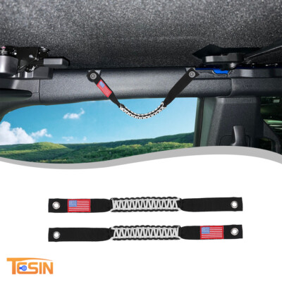 Top Roof Roll Bar Grab Handles Handles Grip Rope for Ford Bronco 2021 2022+White