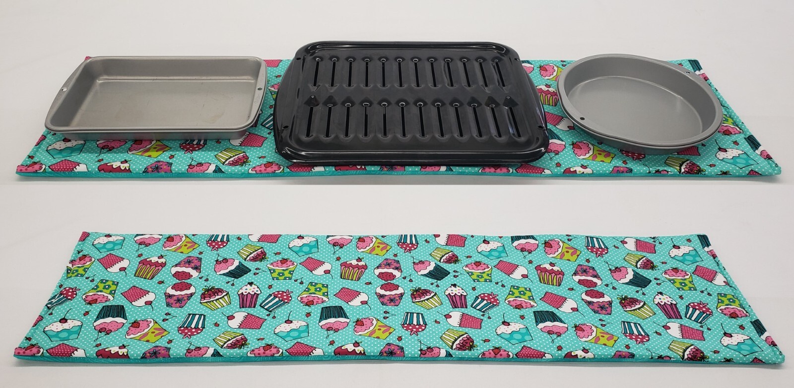 Teal Cupcake Hot Pads and Kitchen Runner Set for Baking Enthusiasts-image