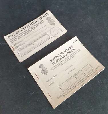 WW2 British Home Front Pair of Clothing Coupon Ration Books for