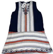 Tribe Navy Embroidered Color Block Dress Size Small New With Tags