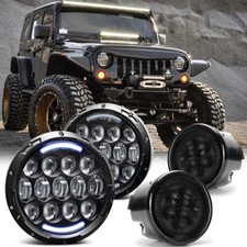 4pcs 7 Round Led Headlights Turn Signal Lamps Kit For Jeep Wrangler Jk 07-18 4pcs 7 Round Led Headlights Turn Signal Lamps Kit For Jeep Wrangler Jk 07-18