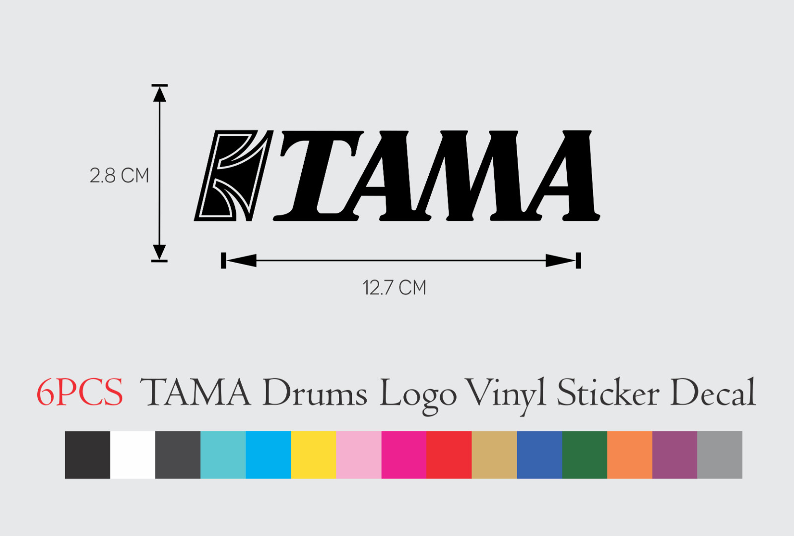 Juego de 6 PIEZAS de calcomanías de vinilo con logotipo de tambores Tama 5 PULGADAS