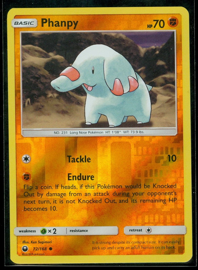 Pokemon PHANPY 72/168 - Celestial Storm - Rev Holo - MINT