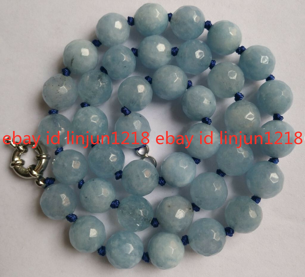 Natürliche 8/10/12/14mm Blau Aquamarin Rund Edelstein Perlen