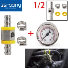 1/8 NPT Fuel Pressure Gauge 0-140 PSI +1/2" Sensor T-Fitting Adapter