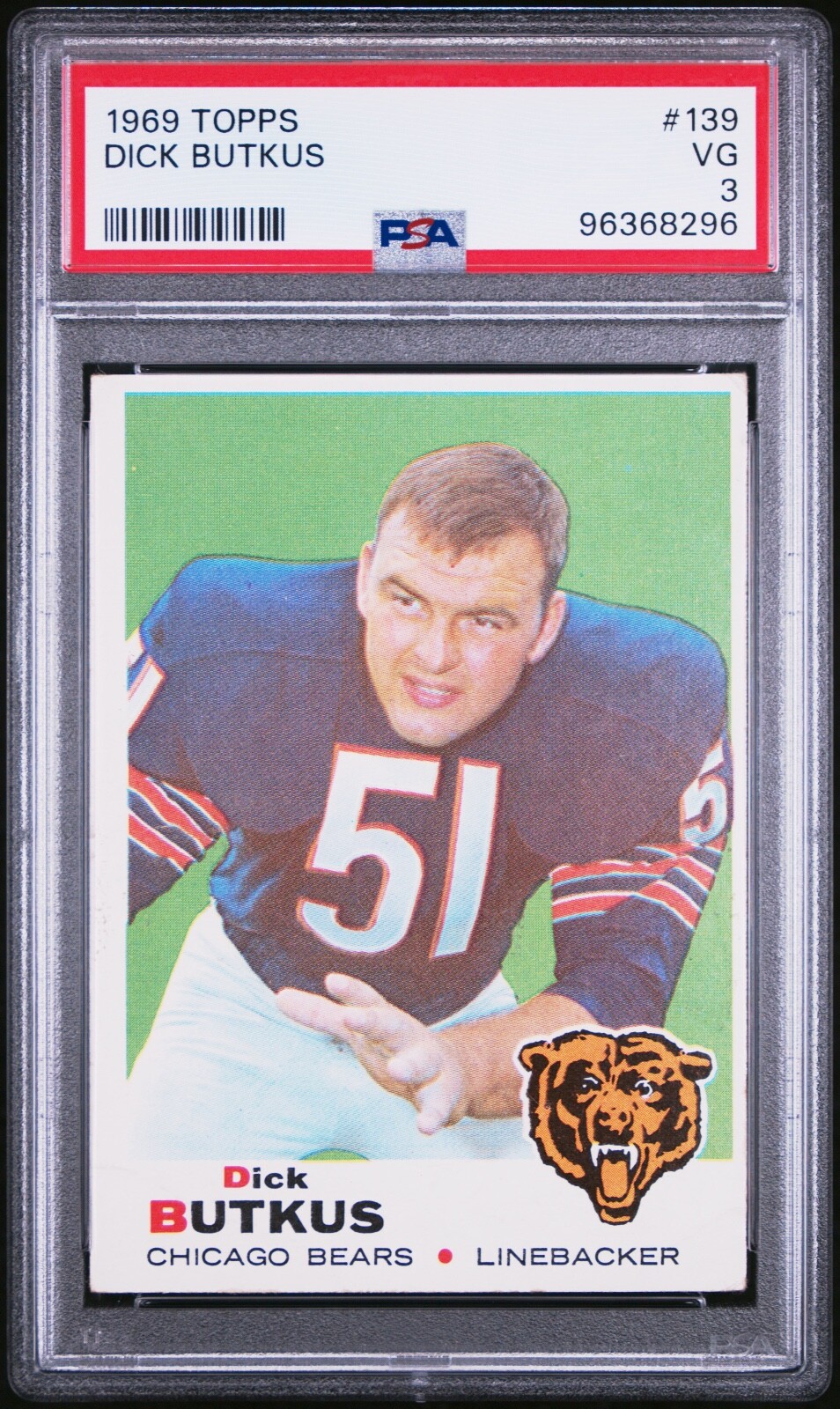 1969 TOPPS 139 DICK BUTKUS PSA 3 VERY GOOD
