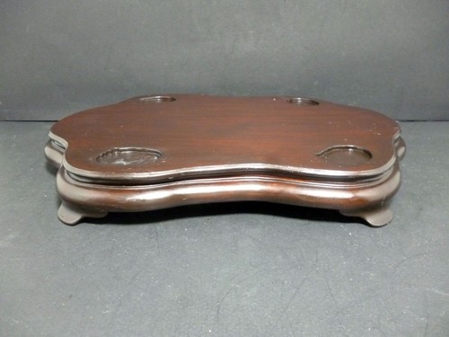 Chinese Red Hard wood 100% Plane Flat Hand Carved Oval Display stand VTG 3197 - Picture 3 of 6