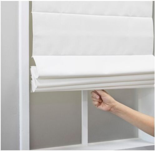 Sin cable oscurecimiento de habitación pantalla romana clásica, cortinas de ventana 35" de ancho x 64" de alto, blanco - Imagen 2 de 5