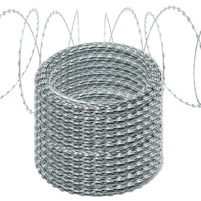 Ginkman 500Ft Length 10 Rolls Razor Barbed Wire for Fence, Farm, Garden, Home