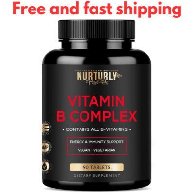 NURTURLY Vitamin B Complex - Energy, Immunity & Mood Support, 90 Tablets