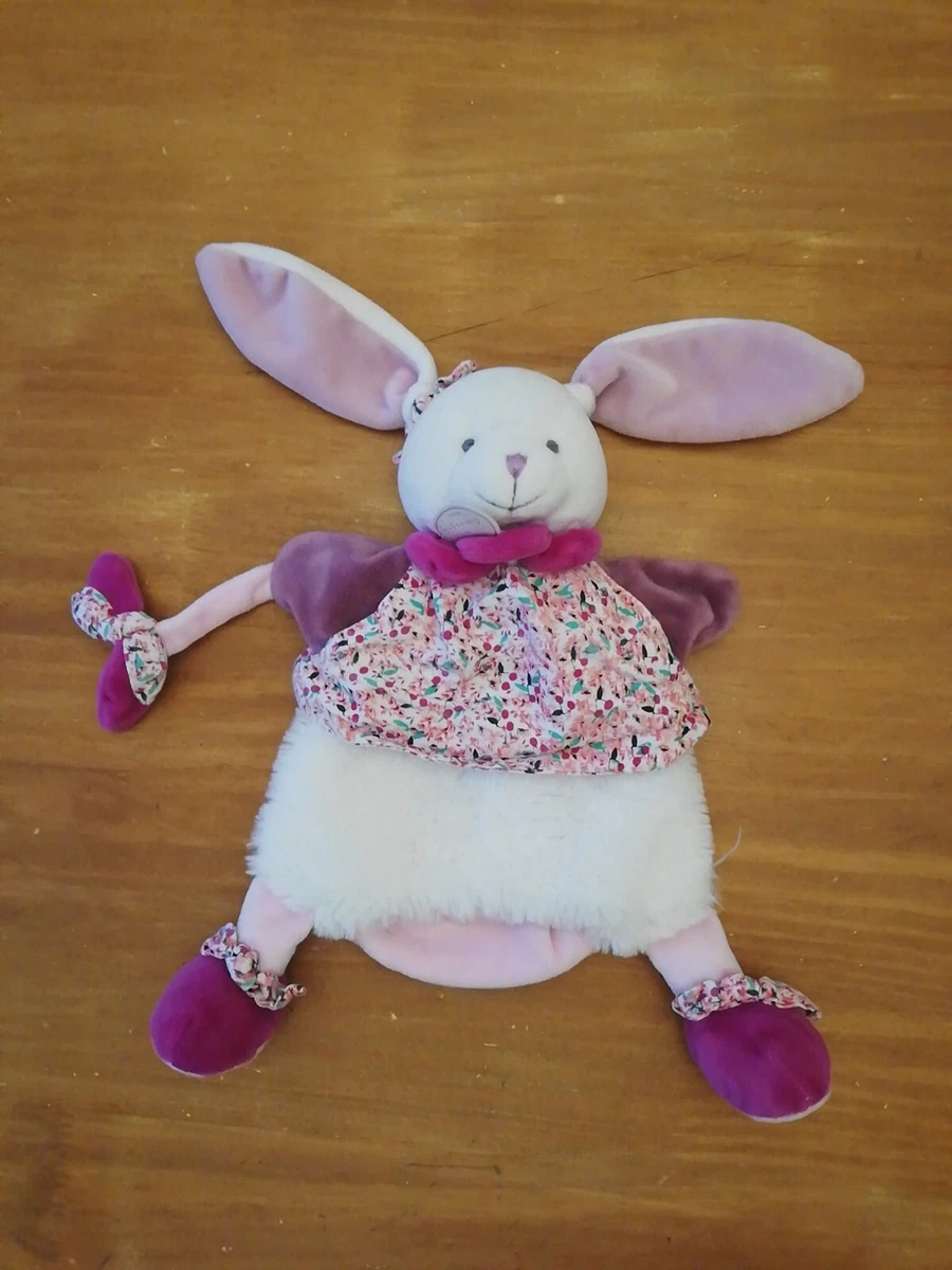 Doudou Et Compagnie Lapin Marionnette Cerise Blanc Rose Violet eBay