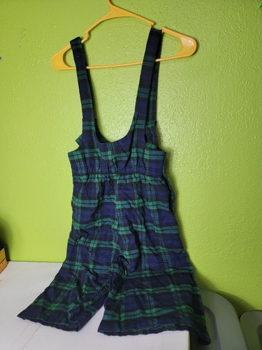 Vintage Overalls Shorts Girls Size 14 Plaid 1990s Made In USA Storybook - Picture 4 of 6