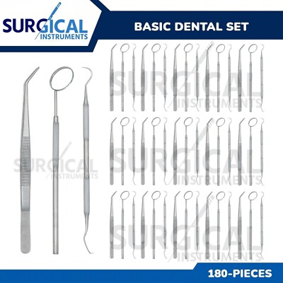 180 Instruments Basic Dental Set Mirror Explorer College Plier Economy Grade