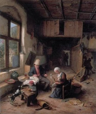 perfect oil painting handpainted on canvas "The Interior of a Peasant "@NO14910