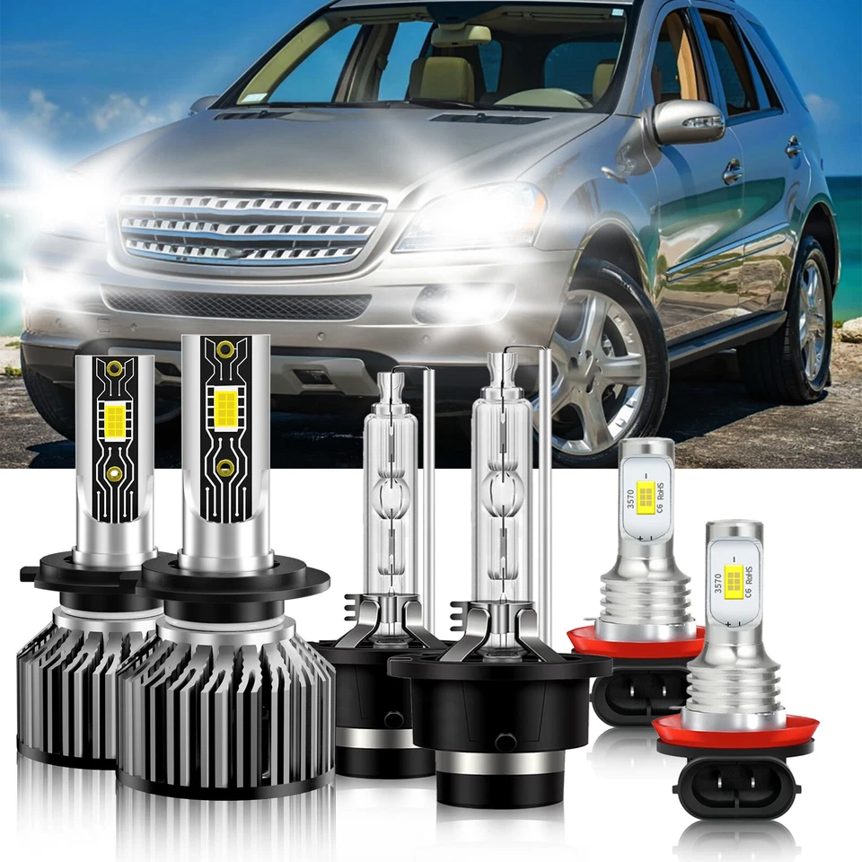 H7 D2S H11 LED HID Headlight Fog Light Bulbs For Mercedes-Benz ML320 2002-2003 — 第 2/4 张图片