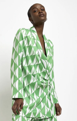 river island green wrap dress River Island floral wrap midi dress in green