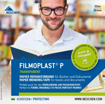 Neschen Filmoplast P Transparent Paper Archival Mending Tape, 3/4in x 165ft, ...