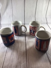 Coca-cola Coffee Mug Set (4) American Flag Stars & Stripes Collectible Gibson