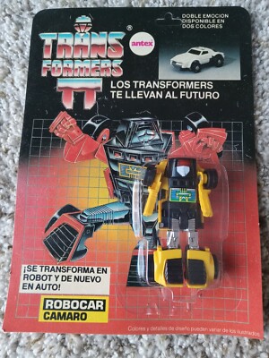Transformers Antex yellow Camaro MOC G1 Argentina cracked bubble. Open loose?