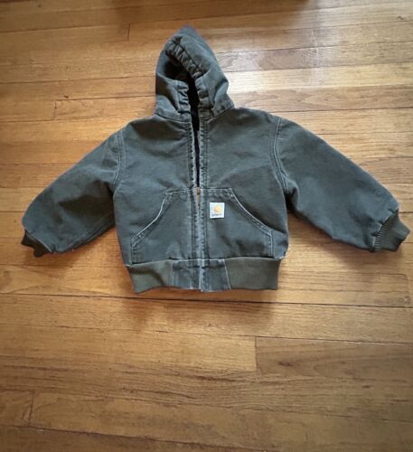 Vintage  Carhartt Jacket Size 4T Green Coat Hoodie Canvas Outdoors Y30MOS - Picture 1 of 4
