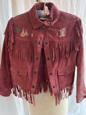 Vintage 1950's youth fringe western suede leather jacket | eBay