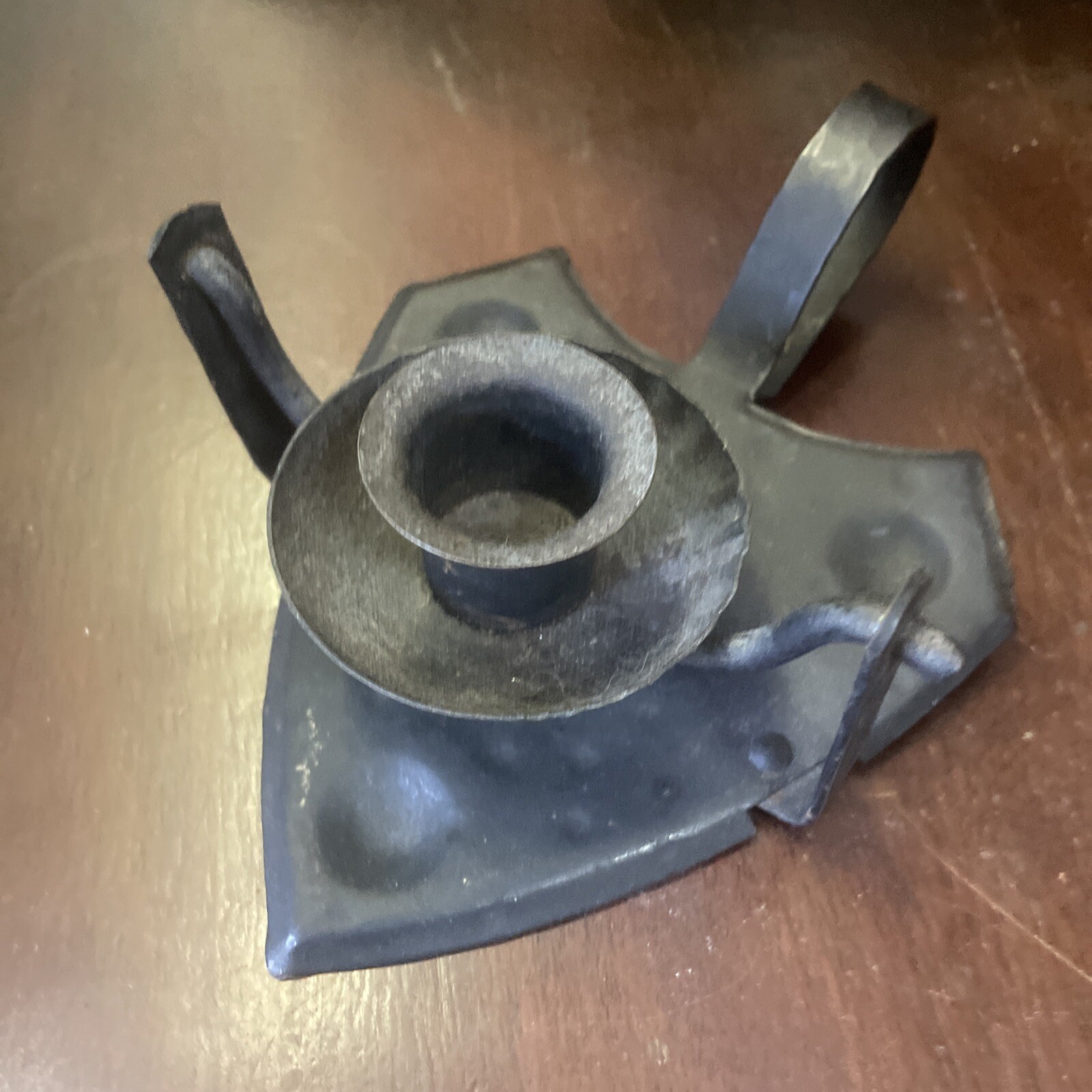 vintage wrought iron rustic finger hold candlestick candle holder 