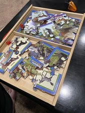 Shure Horse & Pony Breeds 24-Piece Jigsaw Puzzles in Wood Box 16" x 11" lot of 2