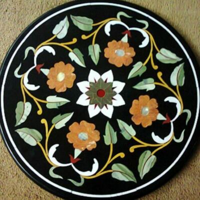 18'' black coffee center marble table top inlay malachite home decor c7
