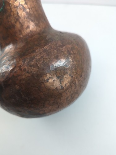 Vintage/Antique Handmade Hammered Copper Pitcher Scroll Primitive Jug Patina 7" - Picture 12 of 18