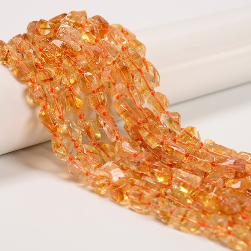 Natural Citrine Side Drill Nugget Chunks Beads Size 6-8mm x 10-15mm 15.5''Strand - 第 1/2 張圖片