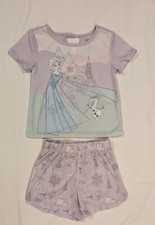 DISNEY "Frozen" Elsa  Olaf Girls Purple Pajama Shorts Set SIZE 4