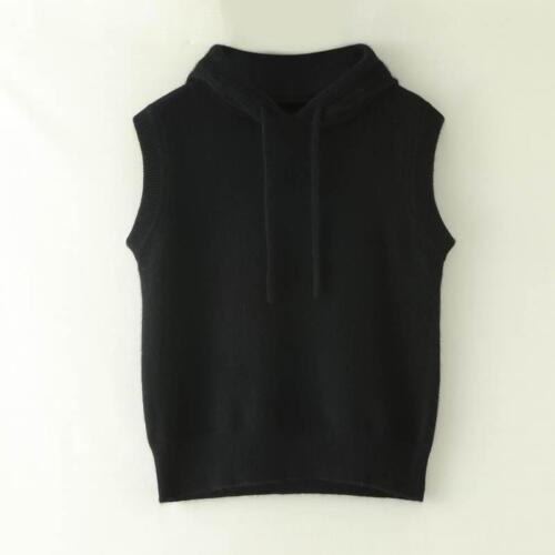 Damen Strick mit Kapuze Weste Häkel Ärmellos Pullover Pulli Weste - Bild 12 von 19