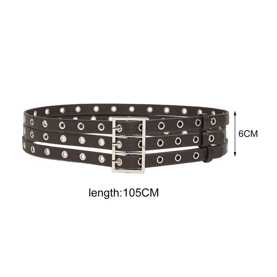Three Grommet Belt Eyelet Belt PU Leather Punk Waist Belt for Corset