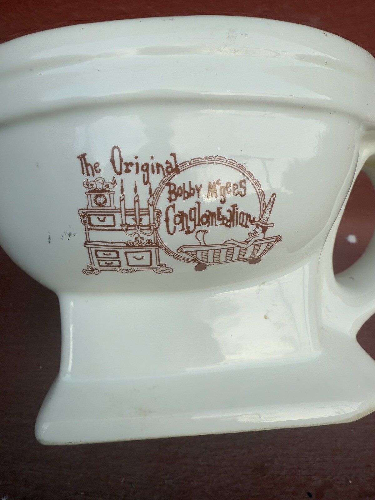 Vintage  Original Bobby McGee's Conglomeration Porcelain Toilet Mug
