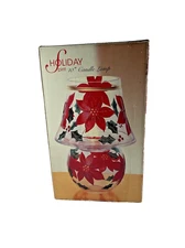 NEW OLD STOCK NBOB! Poinsettia 10" Candle Lamp Mouth Blown Hand Painted Glass