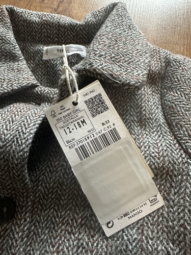 Mango Grey Baby Coat 12-18m - Picture 2 of 3