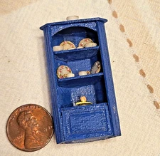 1/4" Scale - Corner Hutch with Dishes and Floral Decoration- Quarter Inch Scale